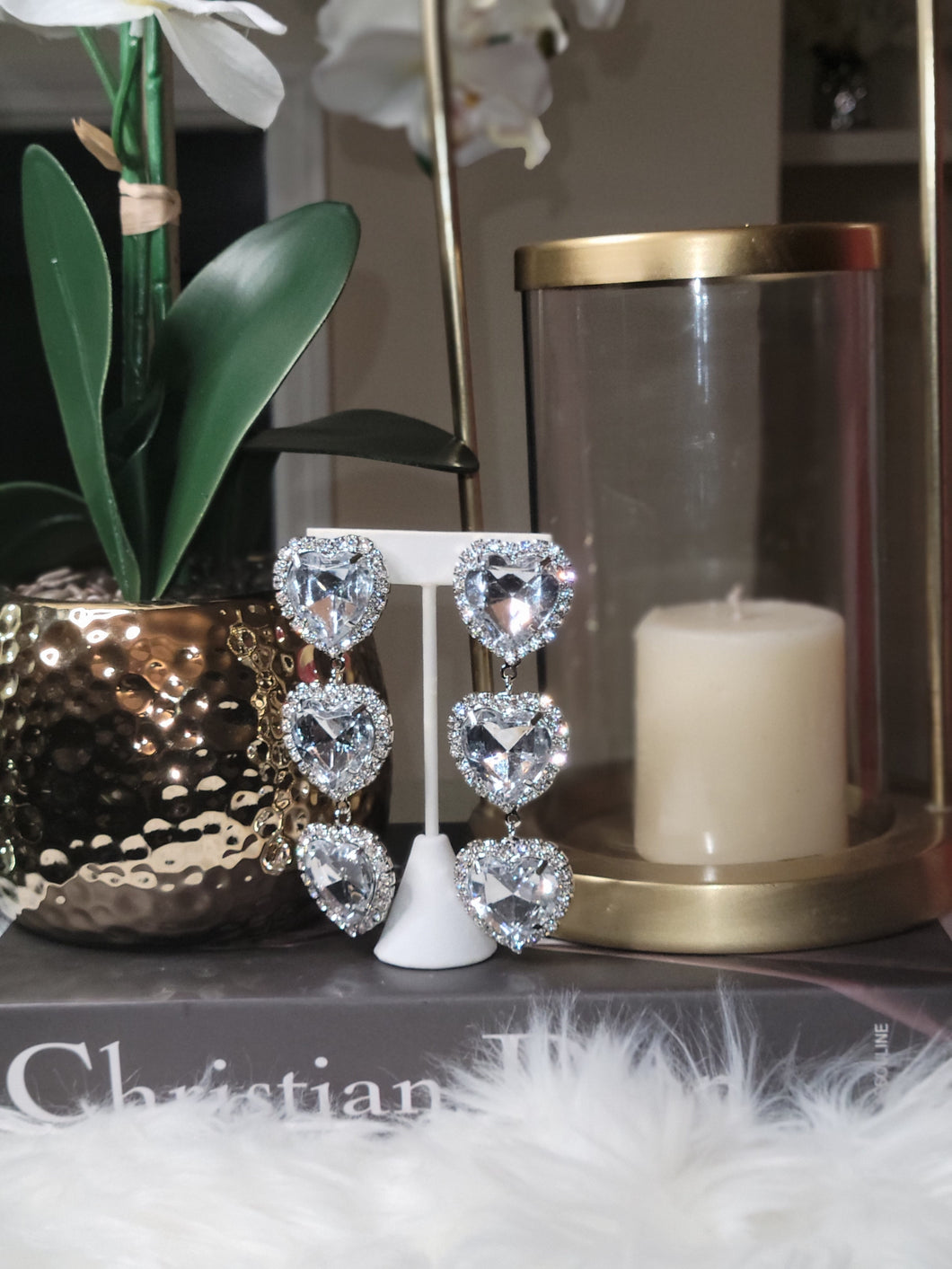 Triple heart clip on Earrings